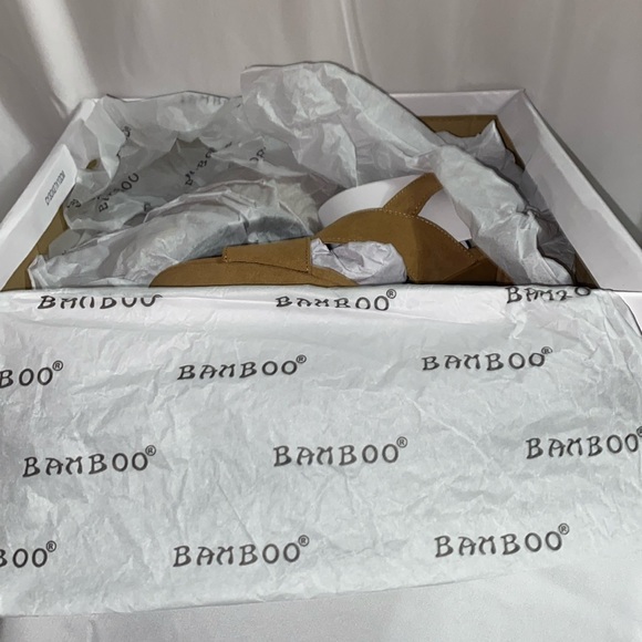 Brand New! 8.5 Bamboo Leather tan 5inch heel with strap! - Picture 5 of 6